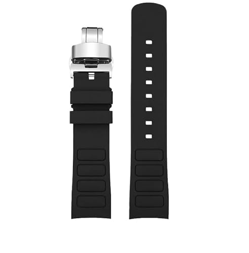 AXTGBHL Passend for Mido Helmsman Uhrenarmband M049.526.17/11. Passend for Television TW. Gebogenes Schnellverschluss-Uhrenarmband aus Silikonkautschuk for Herren, 22 mm(B-black-silver) von AXTGBHL