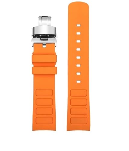 AXTGBHL Passend for Mido Helmsman Uhrenarmband M049.526.17/11. Passend for Television TW. Gebogenes Schnellverschluss-Uhrenarmband aus Silikonkautschuk for Herren, 22 mm(B-orange-Silver) von AXTGBHL