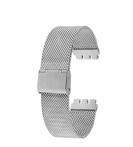 AXTGBHL Passend for Milan Metall-Uhrenarmband, passend for SWATCH YCS YAS YGS IRONY, Edelstahl-Armband 17 mm, 19 mm, 20 mm, atmungsaktives Armband for Männer und Frauen(Silver,19mm) von AXTGBHL