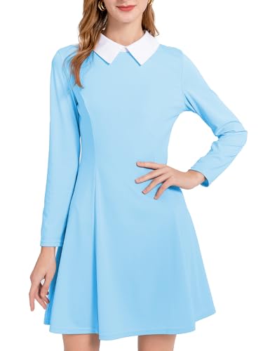 AXUIOKRY Damen Langarm Weißer Kragen Grady Twins Kostüm Blau Dienstmädchen Kleid Cosplay Hellblau AX01-3-XL AXUIOKRY Damen Langarm Weißer Kragen Grady Twins Kostüm Blau Dienstmädchen Kleid Cosplay Hellblau AX01-3-XL von AXUIOKRY