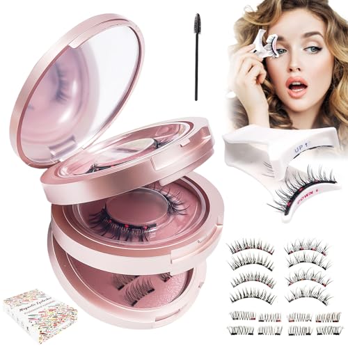 Magnetische Wimpern Ohne Eyeliner Kein Kleber, Wimpern Natürlicher Look 3D Magnetic Lashes mit Zange Applikator, Wiederverwendbares Magnetwimpern Lashes Set für Verabredungen Partys Geschenk von AXVRAV