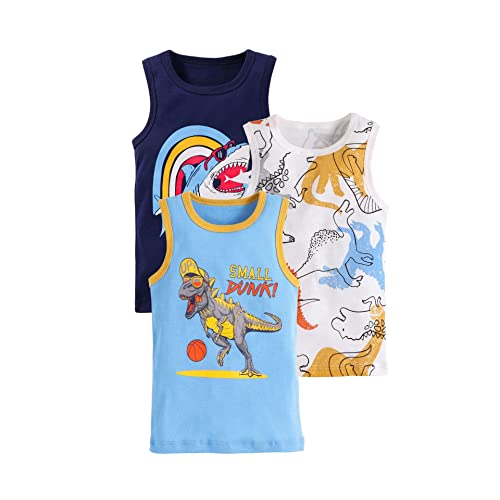 3er-Pack Jungen Dinosaurier Unterhemden Baumwolle Tank Top Ärmellos Tank Top Unterwäsche Baumwollweste Mädchen Mermaid Castle Leibchen Kinder Leibchen Buntes Leibchen Ärmelloses Vest Top von AXZDTH