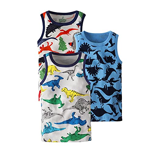 3er-Pack Jungen Dinosaurier Unterhemden Baumwolle Tank Top Ärmellos Tank Top Unterwäsche Baumwollweste Mädchen Mermaid Castle Leibchen Kinder Leibchen Buntes Leibchen Ärmelloses Vest Top von AXZDTH