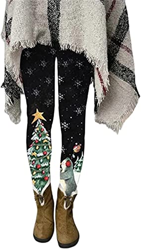 AXZDTH Damen Winter Leggings Weihnachts Schneemann Druck Hosen elastische Lange Slim Fit Winterhose Fitness Thermoleggins Tights Jogginghose L von AXZDTH