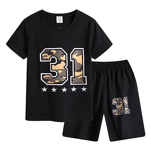 AXZDTH Jungen Schlafanzug Kurzarm Kinder Pyjama Kurzarm Sommer Zweiteiliger Baumwolle Dinosaurier Bagger Motorrad Flugzeug Kurzer Pyjamas Nachtwäsche Shorty Pyjamas Set von AXZDTH