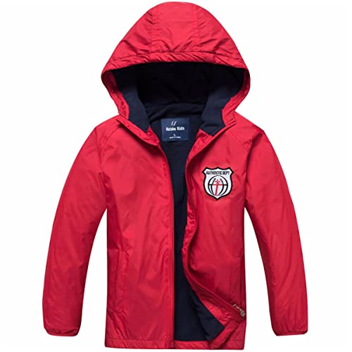 AXZDTH Kinder Jungen Softshelljacke Jacke mit Fleecefutter Regenjacke Gefüttert Funktionsjacke Windjacke Outdoorjacke Regenmantel mit Kapuze Trekkingjacke für Herbst Frühling von AXZDTH