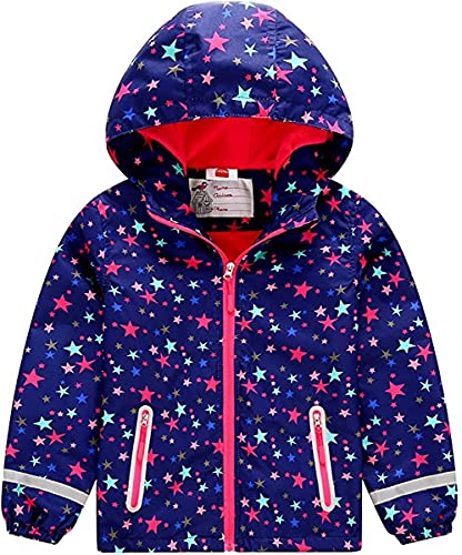 AXZDTH Kinder Mädchen Herbst Frühling Übergangsjacke mit Fleece Softshell Outdoorjacke Wasserdicht Jacke Atmungsaktiv Hood Jacke Süß Cartoon Kapuzenmantel Windjacke 134-140 von AXZDTH