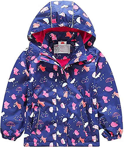 AXZDTH Kinder Mädchen Herbst Frühling Übergangsjacke mit Fleece Softshell Outdoorjacke Wasserdicht Jacke Atmungsaktiv Hood Jacke Süß Cartoon Kapuzenmantel Windjacke 146-152 von AXZDTH