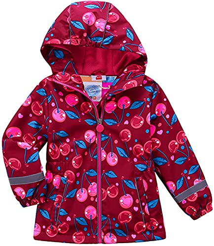 AXZDTH Kinder Mädchen Herbst Frühling Übergangsjacke mit Fleece Softshell Outdoorjacke Wasserdicht Jacke Atmungsaktiv Hood Jacke Süß Cartoon Kapuzenmantel Windjacke 146-152 von AXZDTH