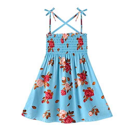 Mädchen Kleid Kleinkind Mädchen Hawaii Kinder Sommer Trägerkleid Vintage Blumen Schmetterling Buntes Festliches Freizeitkleid A-Linie Midi Party Ärmellose Kleid von AXZDTH