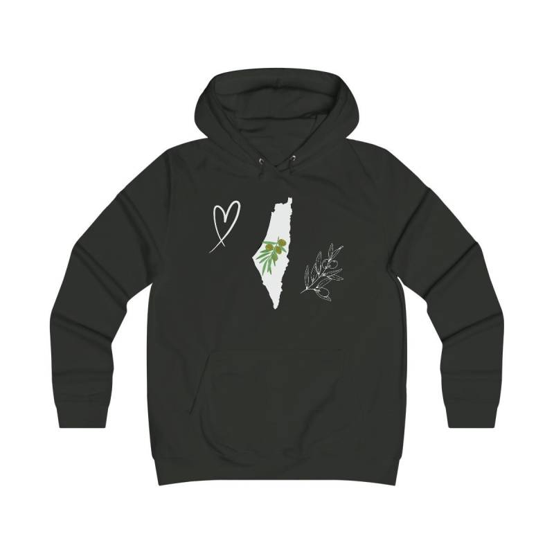 Girlie College Hoodie, Black, Palestine, Olive, Hearts, Freedom, Equality Girlie College Hoodie, Black, Palestine, Olive, Hearts, Freedom, Equality von AYAHIM