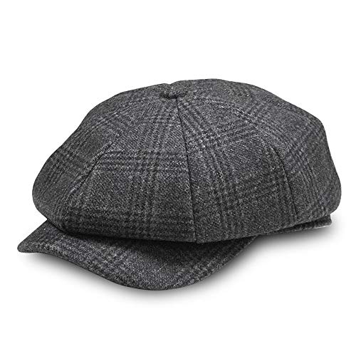 Schirmmütze Herren Schiebermütze, Gatsby Flatcap Herren Ballonmütze Tellermütze Newsboy Hut Baker Boy Mütze 8-Panel Schiebermützen Shelby Schirmmützen Grau für Herren Sommer/Winter Einstellbare Größe von AYAMAYA