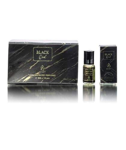 AYAT PERFUMES Parfüm Halal & Vegan, 3 ml, 100 % arabischer Duft, Öl für Männer und Frauen, 3 ml x 12 Stück (Black Oud) von AYAT PERFUMES