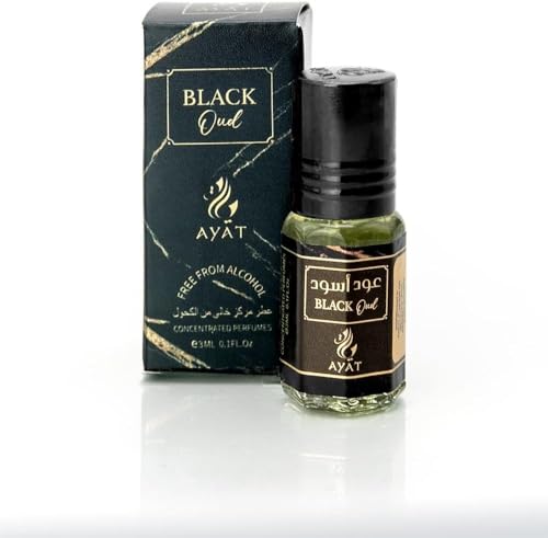 AYAT PERFUMES Parfüm Halal & Vegan, 3 ml, 100 % arabischer Duft, Öl für Männer und Frauen, 3 ml x 12 Stück (Black Oud) von AYAT PERFUMES