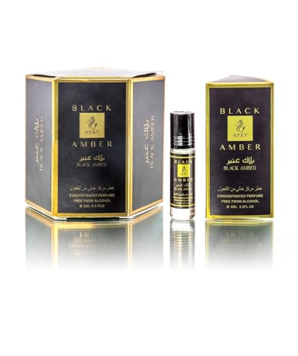 Ayat Parfum – 6 x 6 ml – Duftöl für Männer & Frauen – langanhaltend und komfortabel (Black Amber) von AYAT PERFUMES