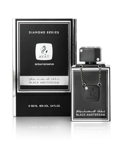 Ayat Perfumes Eau de Parfum Diamond Series 100 ml – Damen- und Herrenparfüm – Duft Dubai – hergestellt in den Vereinigten Arabischen Emiraten – Unisex (BLACK AMSTERDAM) von AYAT PERFUMES