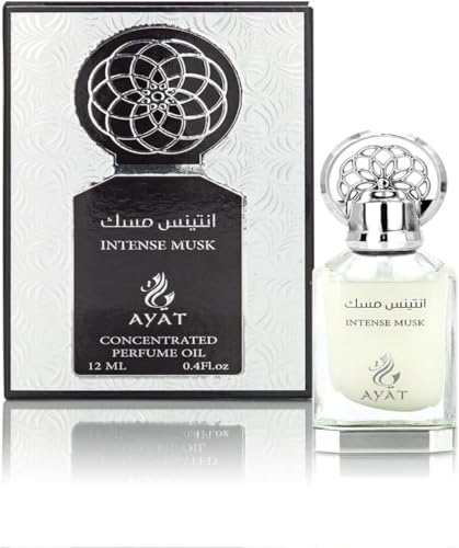 Ayat Perfumes - Parfümöl 12 ml - Parfüm-Extrakt ohne Alkohol, hochwertiger Moschus, Unisex, Orientalisch, Arabisch, Oud, Natürlich, Amber, Duft: Dubai (Intense Moschus) von AYAT PERFUMES