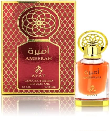 Ayat Perfumes - Parfümöl 12ml - Parfüm-Extrakt ohne Alkohol, hochwertiger Moschus, Unisex, Orientalisch, Arabisch, Oud, Natürlich, Amber, Dubai Duft (Ameerah 12ml) von AYAT PERFUMES