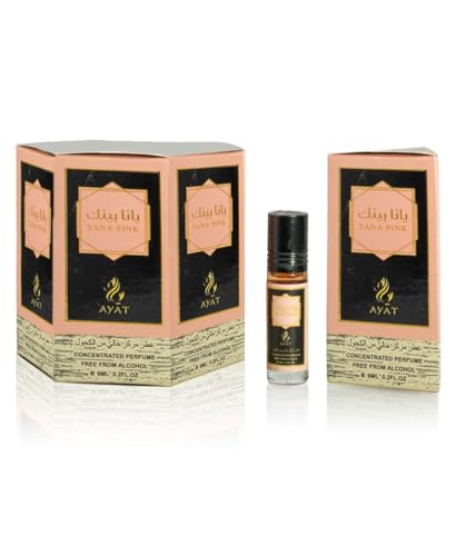AYAT PERFUMES Yana Pink Damen-Parfümöl, konzentriert, ohne Alkohol, 6 x 6 ml, langanhaltender orientalischer Duft Dubai von AYAT PERFUMES