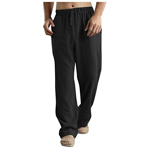 AYAZER Arbeitshose Herren, Cargo Jogginghose Herren Männer Jogginghose Joggers Herren mit Schlitz Lässige Wintern Straight Beach Lauschi Joggers Basic übergröße Baggy Schlicht Kordelzug Schwarz XXL von AYAZER