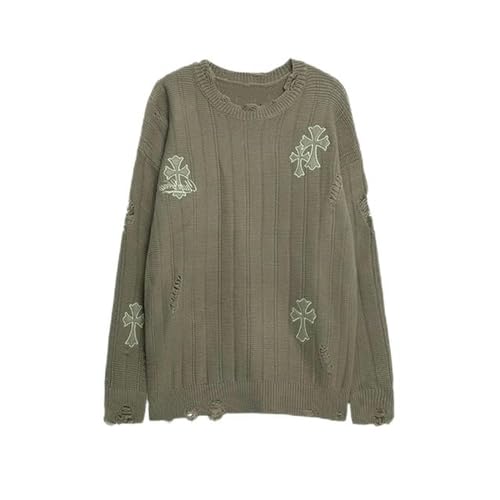 AYAZER Goth Zerrissene Pullover Frauen Vintage Übergroßen Pullover Gothic Strickte Weibliche Jumper Koreanischen Stil Chic Strickwaren Streetwear-02-S von AYAZER
