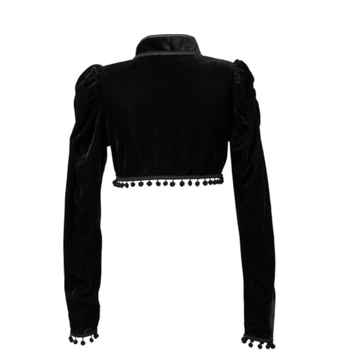 AYAZER Gothic Schwarzer Samt Kurze Steampunk Crop Jacke Langarm Damen Party Bolero Viktorianischer Mantel Vintage Korsett Zubehör Outerwe-Schwarz-M von AYAZER