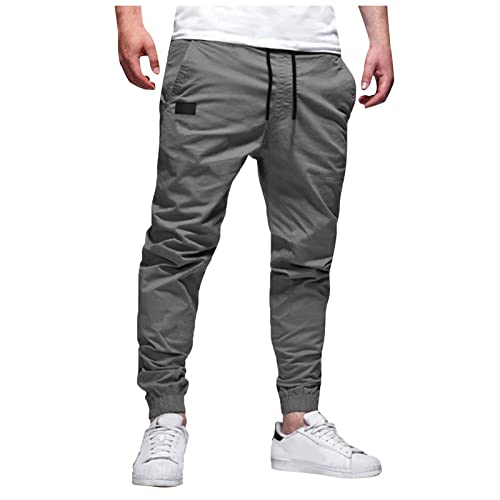 AYAZER Hose Herren, Schwarze Stoffhose Lange Breite Jeans Herren Lange Hosenhosen Herren Hosen Herren Laufhosen Multi-Pocket Kleine Füße Hose Einfarbige Slim Tooling Casual Hosen (Grau,M) von AYAZER