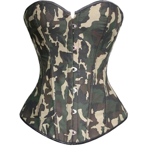 AYAZER Sexy Camouflage-Overbust-Korsett-Oberteil für Frauen, Gothic-Taillenmieder, Body-Shaper, Schnür-Bustier, Dessous, Army-Girl-Kostüme-Camouflage-XXXL von AYAZER