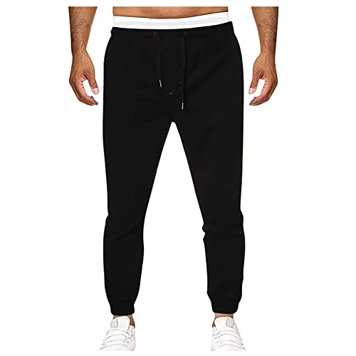 Cargohose Herren, Cargo Hose Herren Jeans Jogger Joggers Mens Gemütlich Lässige Straight Kordelzug Businessen Grosse GröSsen Einfach Joggers Male Herbst Mod Polyester mit Schlitz Lose Schwarz 3XL von AYAZER