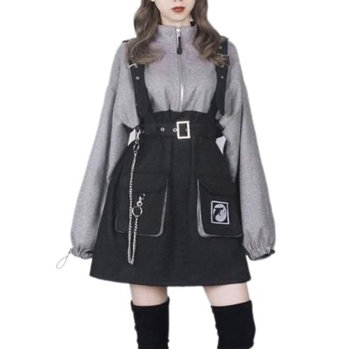 Gothic Punk Minikleid Damen Streetwear Frühlingsmode Goth Harajuku Kleid Egirl Langarm Koreanischer Stil -AS PIC-M von AYAZER