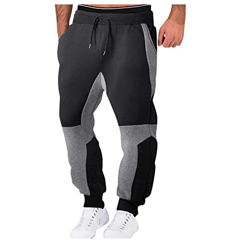 Jogginghose Herren, Freizeithose Herren Blaue Jogginghose Lässige Male Gemütlich Joggers Gehen Ripstop Oversized Basic Polyester Straigh Lässige Male Winter mit Schlitz Kordelzug Farbblock Grau 3XL von AYAZER