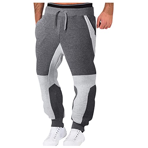 Trainingshose Herren Lang, Jogginghose Herren Baumwolle Outdoorhosen Lässige Male Weites Basic Soft Lässige Herbste Straight Plus Siz Lässige Mens Reisen mit Schlitz Kordelzug Bunte Dunkelgrau 3XL von AYAZER