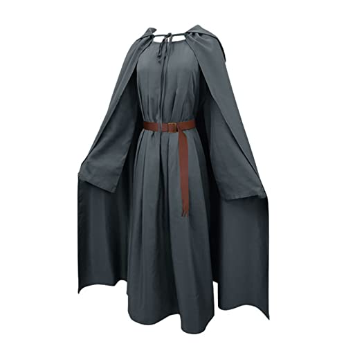 AYBIOSD 4 Set Hobbit Gandalf Kostüm Fellowship Cosplay Pagan Tunika Umhang Friar Medieval Hood Capes Kostüme,Men,XXL von AYBIOSD