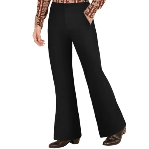 AYBUY Men's Flared Trousers, 70er Disco Men's Trousers, Hippie Kostüm Herren, Karneval Disco Outfits für Karneval, Mottoparty, XL(Schwarz) von AYBUY