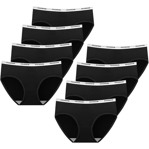 AYBUY Unterwäsche für Mädchen, 8er-Pack Schwarz weiche Mädchen-Slips, Atmungsaktive, Bequeme und weiche Mädchen-Slip für Jugendliche(13-15 Jahre) von AYBUY