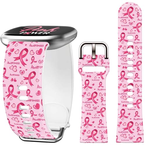 Aaccessories Uhrenarmband für Brustkrebs-Bewusstsein, kompatibel mit Fitbit Versa 4, Armband für Damen, Versa 3/Sense 2/Sense Ersatzarmband, Rosa von AYCQ
