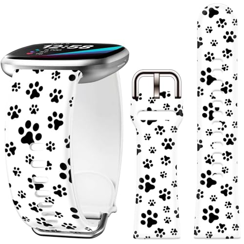 Pfotenabdruck-Uhrenarmband, kompatibel mit Fitbit Versa 4, für Damen, für Versa 3/Sense 2/Sense Ersatzarmband Pfotenabdruck-Uhrenarmband, kompatibel mit Fitbit Versa 4, für Damen, für Versa 3/Sense 2/Sense Ersatzarmband von AYCQ