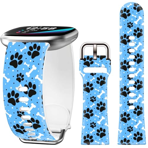 Pfotenabdruck-Uhrenarmband, kompatibel mit Fitbit Versa 4, für Damen, für Versa 3/Sense 2/Sense Ersatzarmband von AYCQ