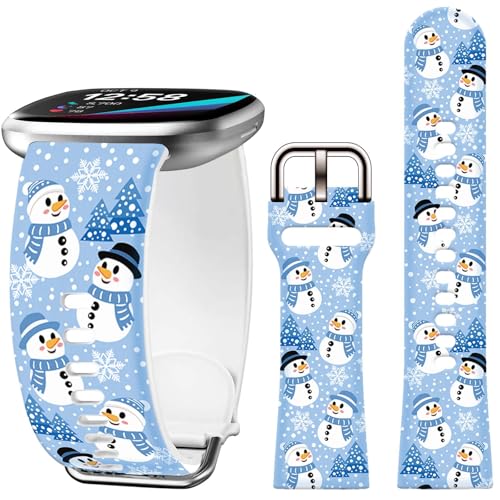 Uhrenarmband mit Schneemann-Motiv, kompatibel mit Fitbit Versa 4, für Damen, für Versa 3/Sense 2/Sense Ersatzarmband Uhrenarmband mit Schneemann-Motiv, kompatibel mit Fitbit Versa 4, für Damen, für Versa 3/Sense 2/Sense Ersatzarmband von AYCQ