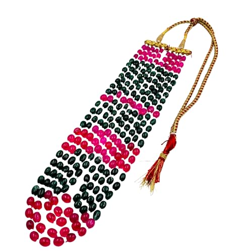 AYEZA JEWELS Gefärbter Quarz & Aventurin ovale Perlen schattierte Halskette – mehrsträngiger handgefertigter Schmuck für Frauen, 8 TO 10 MM, Edelstein, Quarz von AYEZA JEWELS