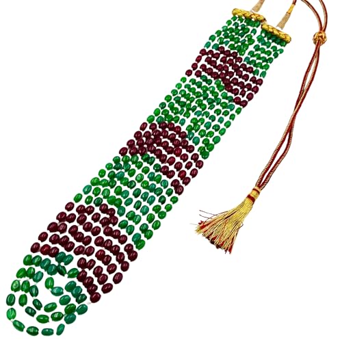 AYEZA JEWELS Gefärbter Quarz & Aventurin ovale Perlen schattierte Halskette – mehrsträngiger handgefertigter Schmuck für Frauen, 8 TO 10 MM, Edelstein, Quarz von AYEZA JEWELS