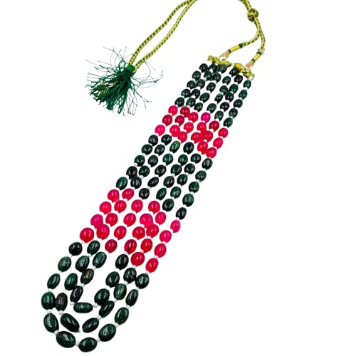 AYEZA JEWELS Gefärbter Quarz & Aventurin ovale Perlen schattierte Halskette – mehrsträngiger handgefertigter Schmuck für Frauen, 8 TO 10 MM, Edelstein, Quarz von AYEZA JEWELS