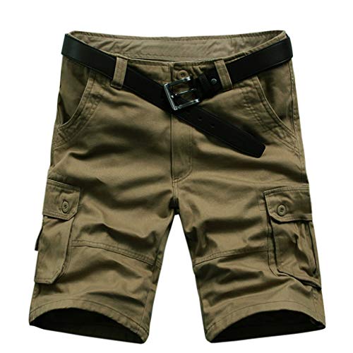 AYG Bermuda Shorts Herren Sommer Cargo Shorts Männer Camouflage Kurz Militär Hose (Braun, 36) von AYG