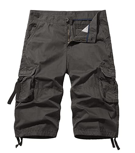 AYG Cargo 3/4 Hose Herren Bermuda Cargo Shorts Vintage Männer Capri Kurze Sommerhosen von AYG