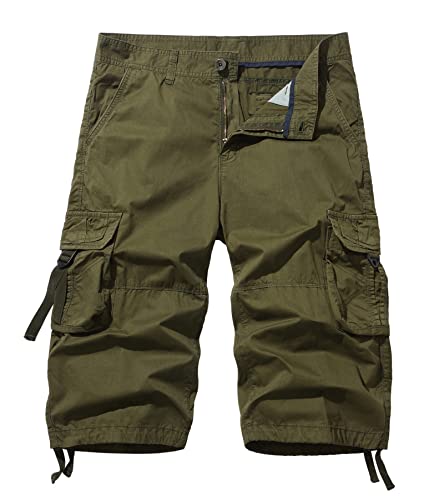 AYG Cargo 3/4 Hose Herren Bermuda Cargo Shorts Vintage Männer Capri Kurze Sommerhosen von AYG