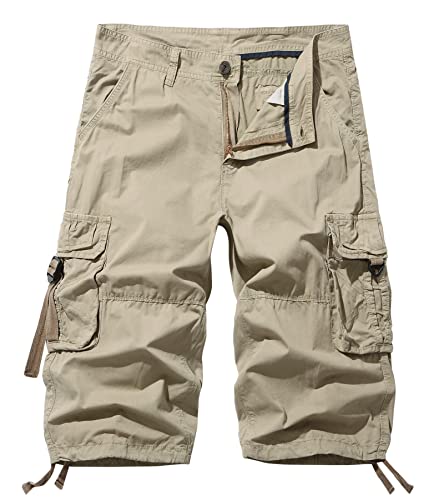 AYG Cargo 3/4 Hose Herren Bermuda Cargo Shorts Vintage Männer Capri Kurze Sommerhosen von AYG