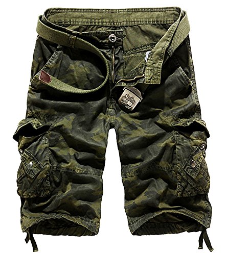 AYG Cargo Shorts Herren Sommer Kurze Hosen Camo Bermuda Short(Grün Camo 1, 34) von AYG