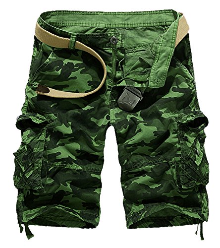 AYG Cargo Shorts Herren Sommer Kurze Hosen Camo Bermuda Short(Grün Camo, 34) von AYG