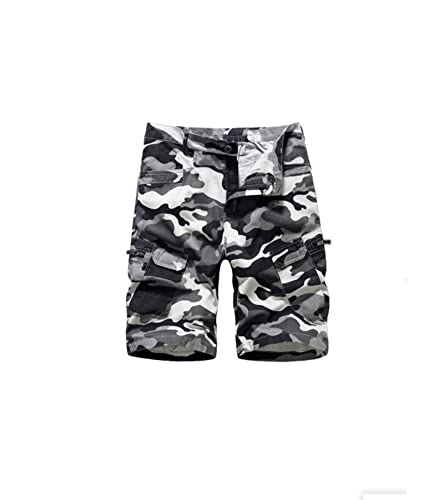 AYG Cargo Shorts Maenner Camouflage Shorts Herren Sommer Kurze Militär Hose Grau, 32 von AYG