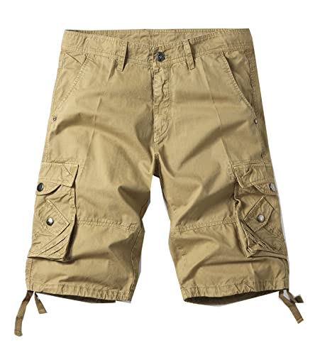 AYG Cargo Vintage Shorts Männer Bermuda Shorts Herren Kurze Sommer Hosen Khaki, 32 von AYG